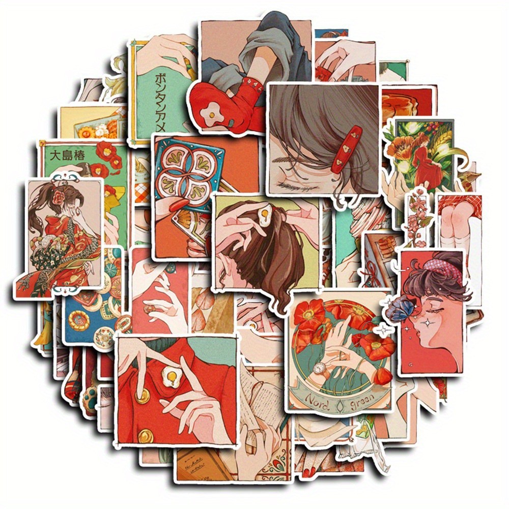 50개 일본 전통 빈티지 스타일 스티커 헤이세이 시대  - Japanese Lifestyle Store 리뷰 및 가격